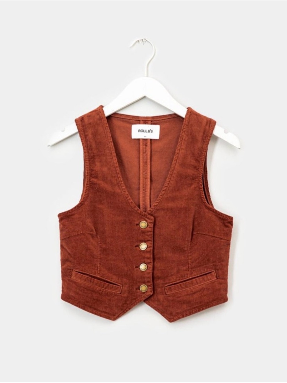 ROLLA'S Rust Brown Corduroy Button Vest